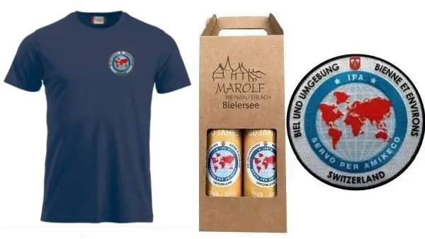 T-Shirt, Jubiläumswein und Badge