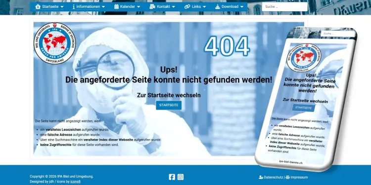 Page d'erreur du site web